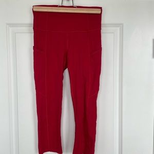 Size 4, Red Lululemon Fast and Free High Rise Crop 23’